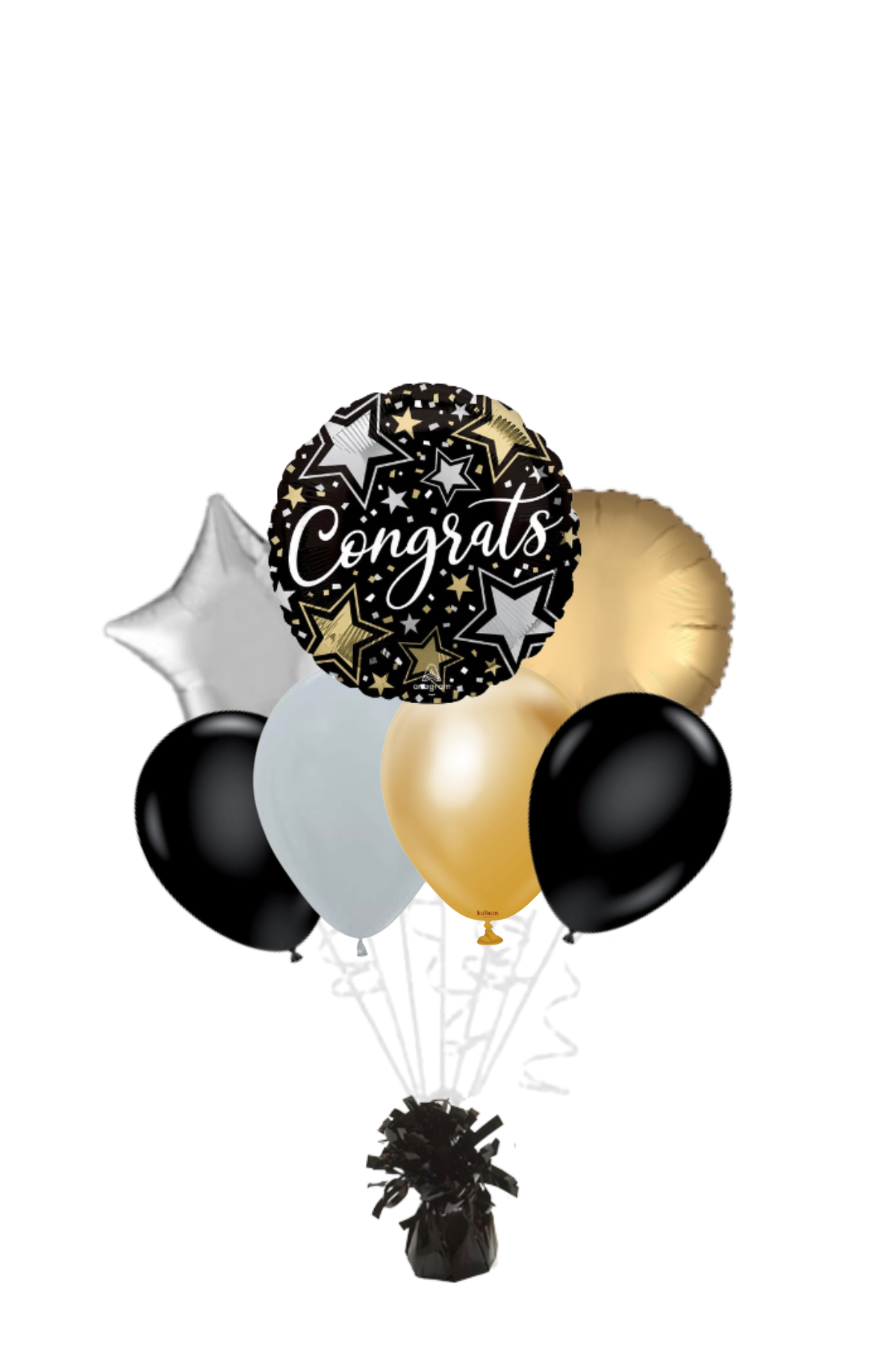 Gold & Silver Stars Congratulations Balloon Bouquet