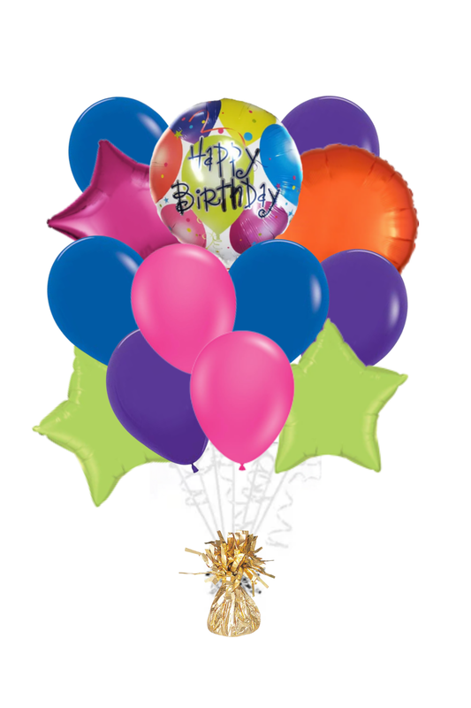 Multi Color Happy Birthday Balloon Bouquet