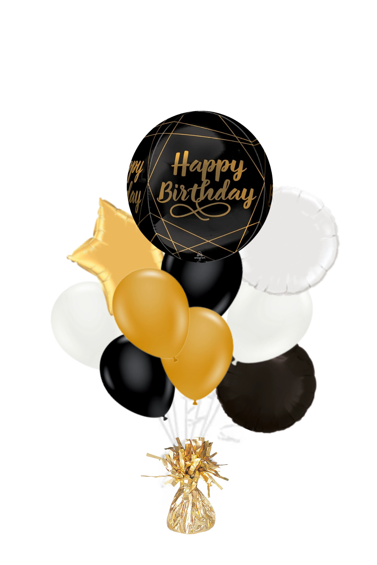 Elegant Birthday Orbz Happy Birthday Balloon Bouquet