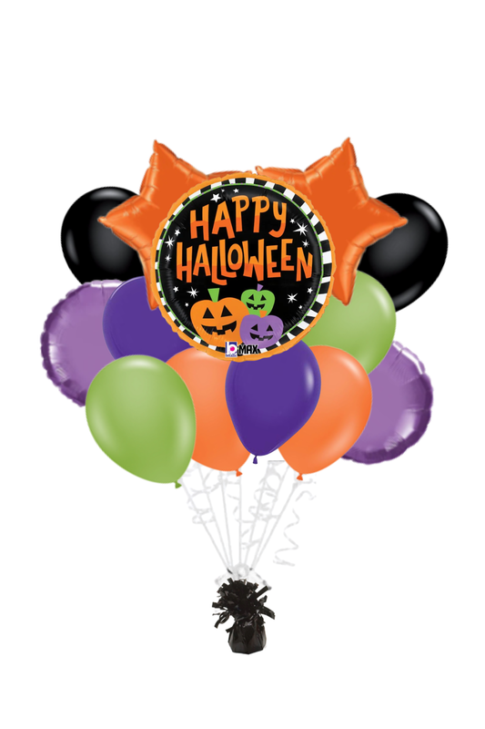 Halloween Striped Pumpkins Balloon Bouquet
