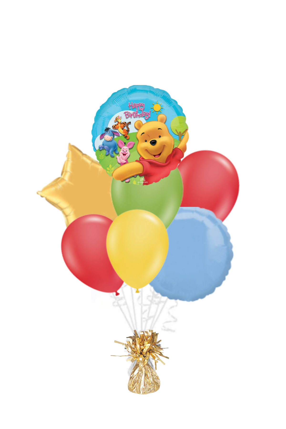 Winnie the Pooh Happy Birthday Balloon Bouquet