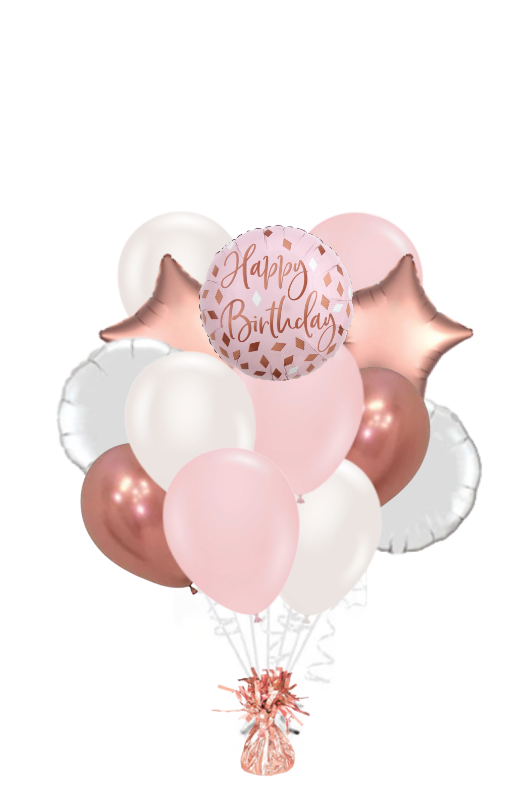 Blush Happy Birthday Balloon Bouquet