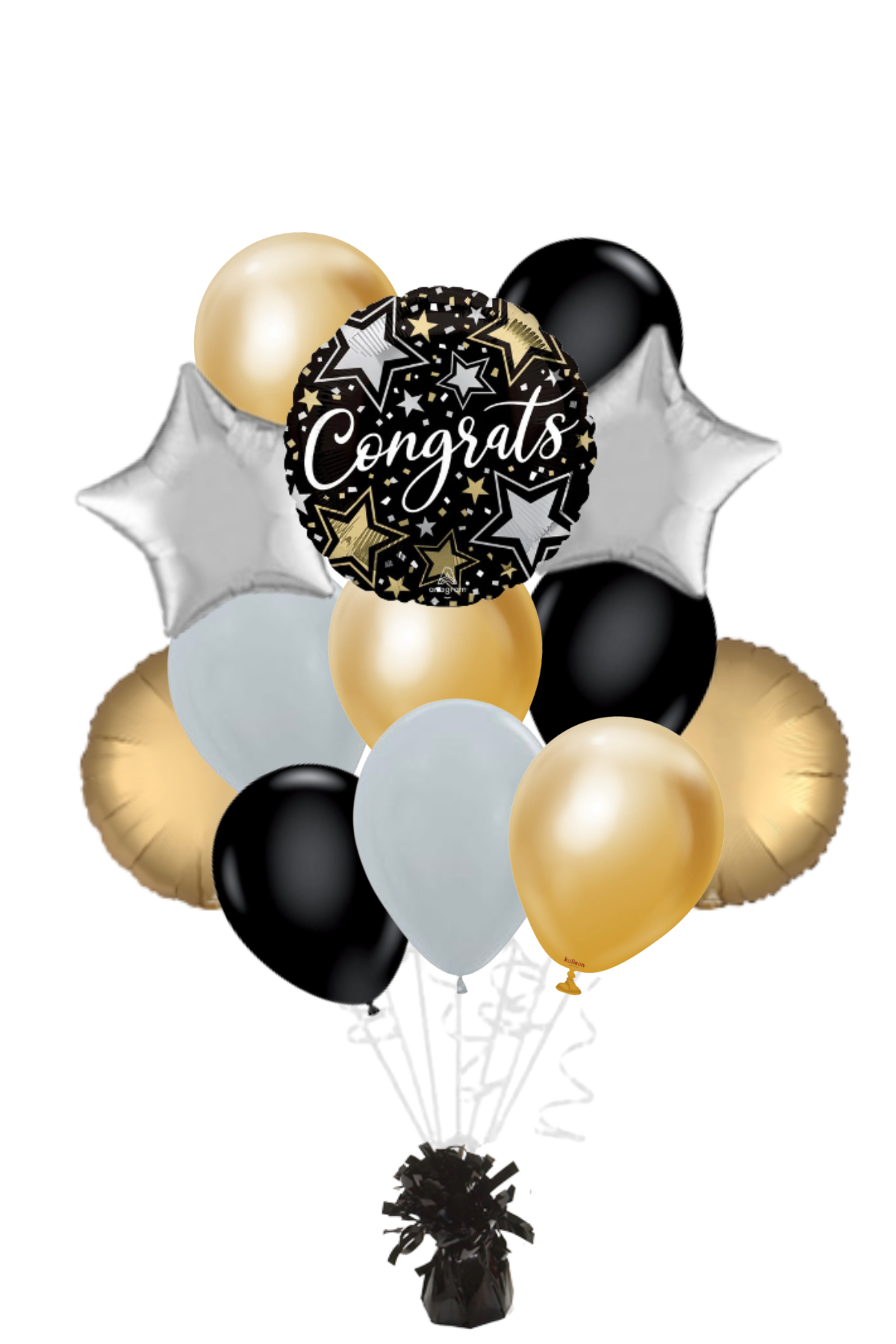 Gold & Silver Stars Congratulations Balloon Bouquet