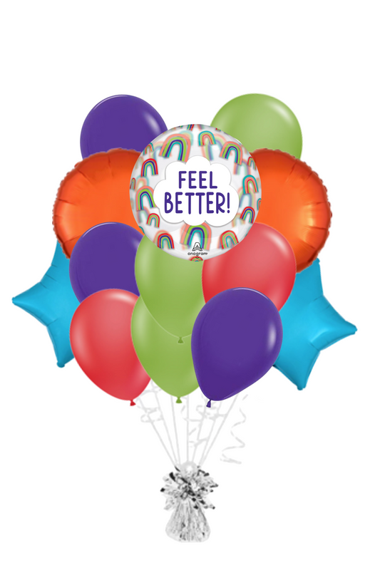 Feel Better Rainbow Orbz Get Well Soon Balloon Bouquet