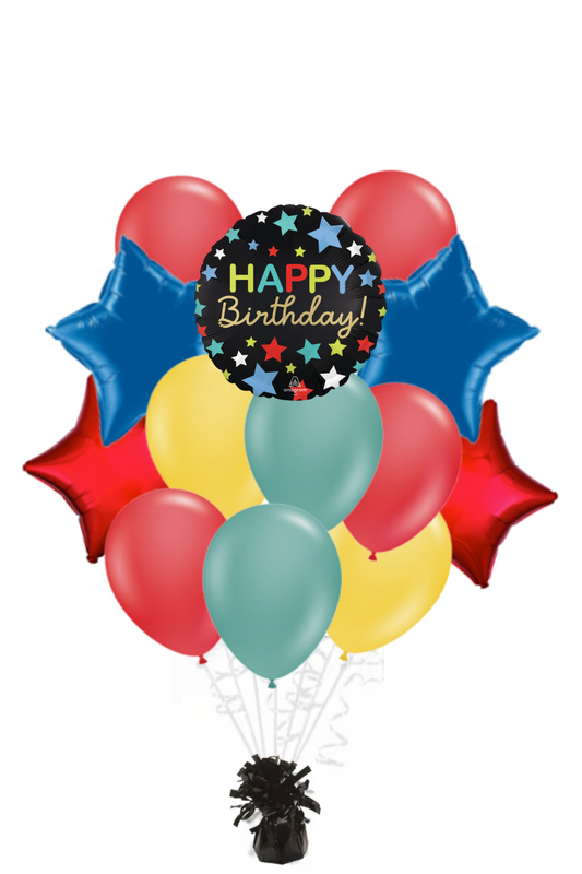 Satin Stars Happy Birthday Balloon Bouquet