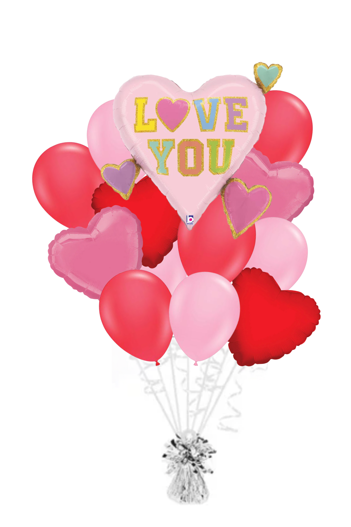 Love Patch Multi Hearts - Valentine's Day Balloon Bouquet