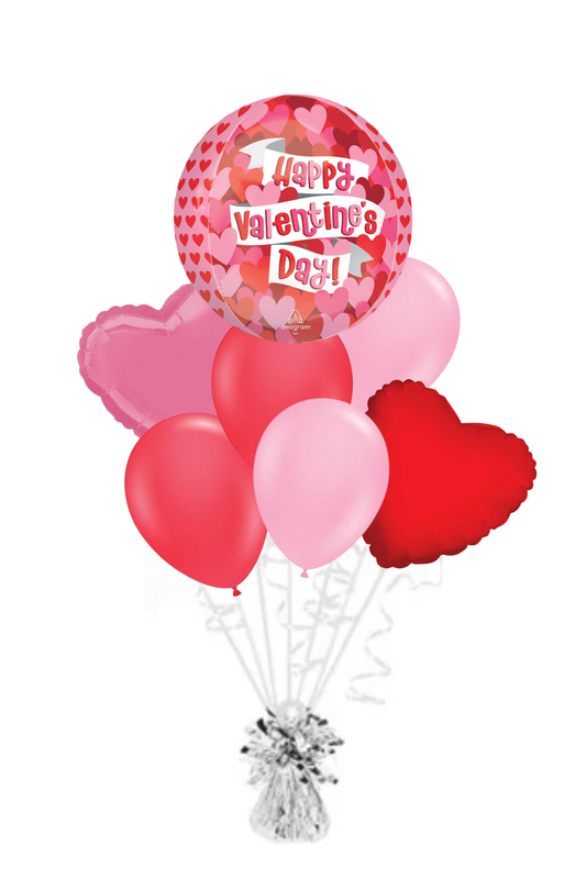 Playful Valentine's Hearts Orbz - Valentine's Day Balloon Bouquet