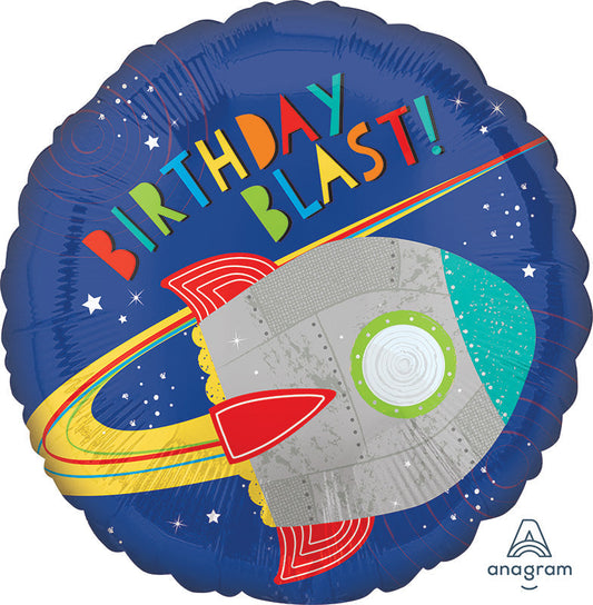 Blast Off Birthday Spaceship Foil Balloon