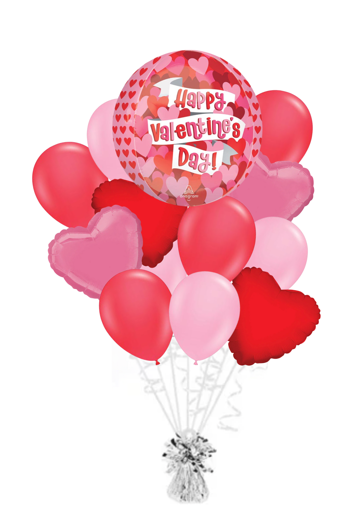 Playful Valentine's Hearts Orbz - Valentine's Day Balloon Bouquet
