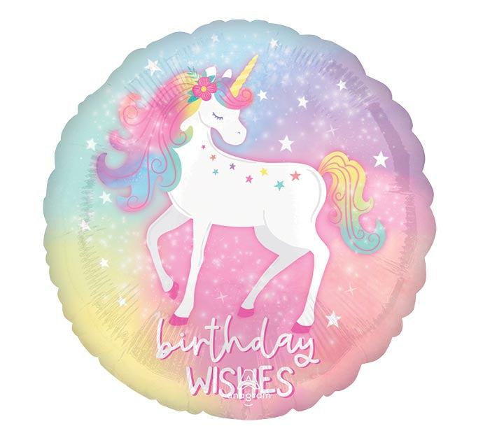 Birthday Wishes Enchanted Unicorn Balloon