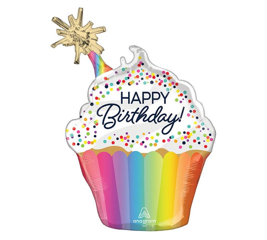 Confetti Sprinkle HBD Cupcake Balloon