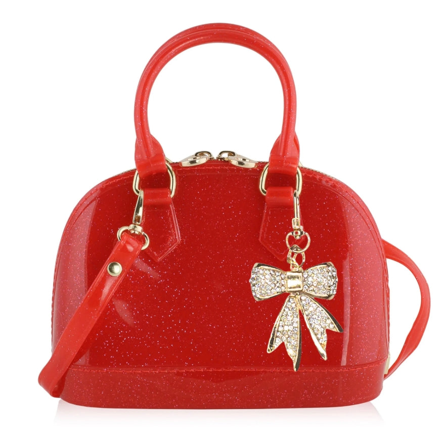 Cate: Red Sparkle Purse - Coco the Gold Bow