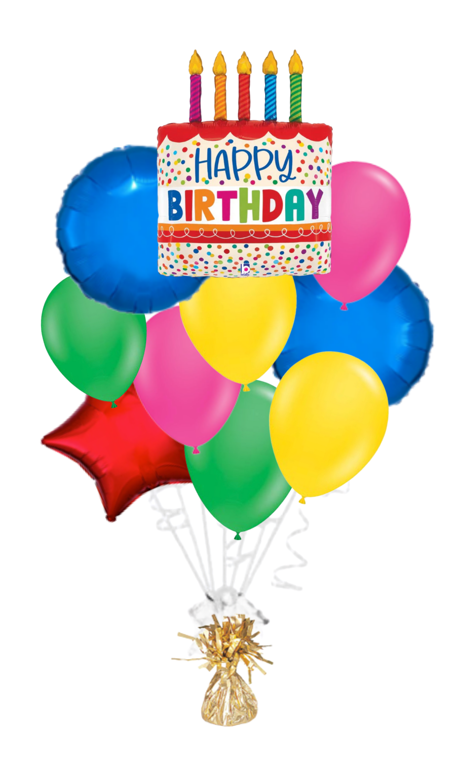 Bright Candles Cake Happy Birthday Balloon Bouquet
