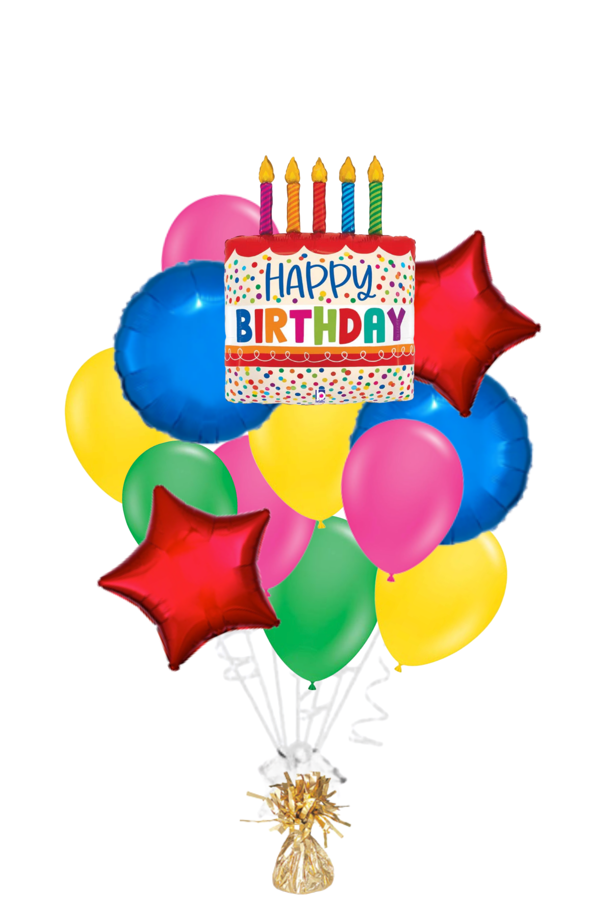 Bright Candles Cake Happy Birthday Balloon Bouquet