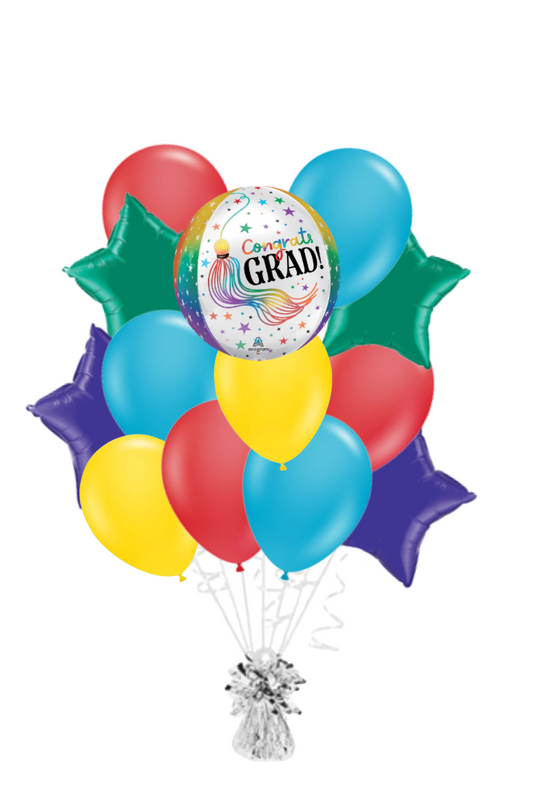 Congrats Grad Rainbow Tassel Orbz Balloon Bouquet