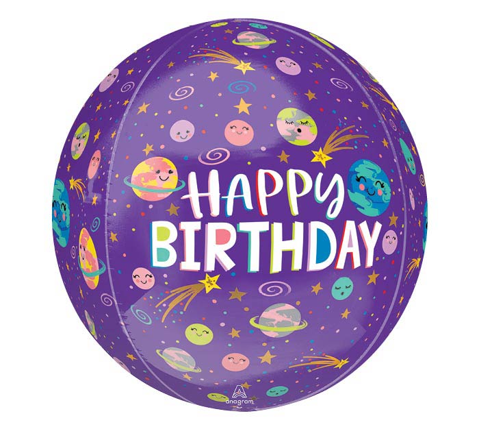 Smiling Galaxy Happy Birthday Orbz Balloon