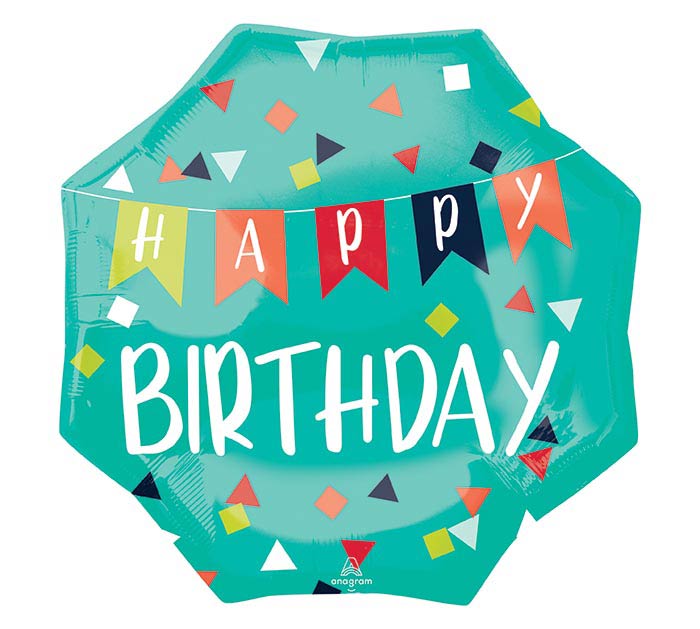 Happy Birthday Teal Balloon