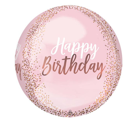 Blush Happy Birthday Orbz Balloon