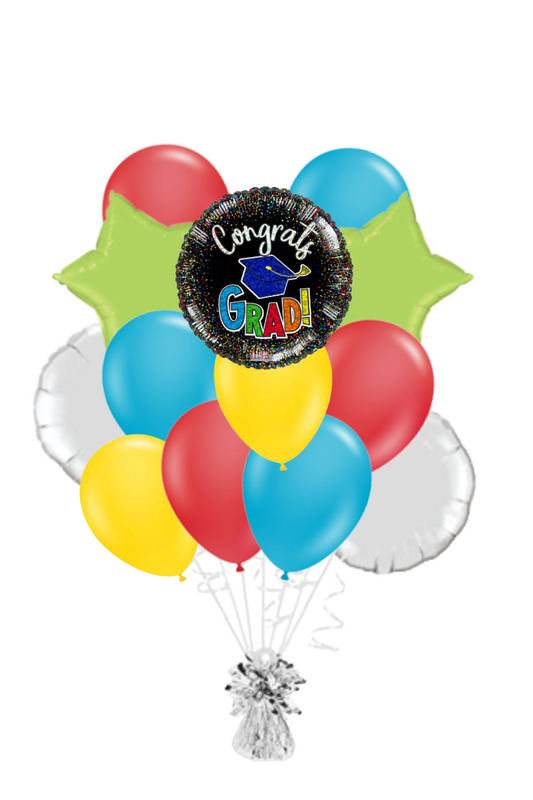 Rainbow Polka Dot Graduation Balloon Bouquet