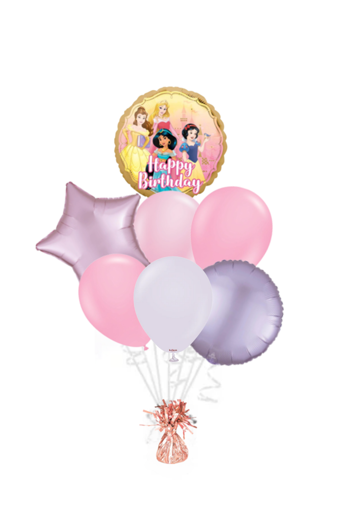 Disney Princess Happy Birthday Gold Balloon Bouquet