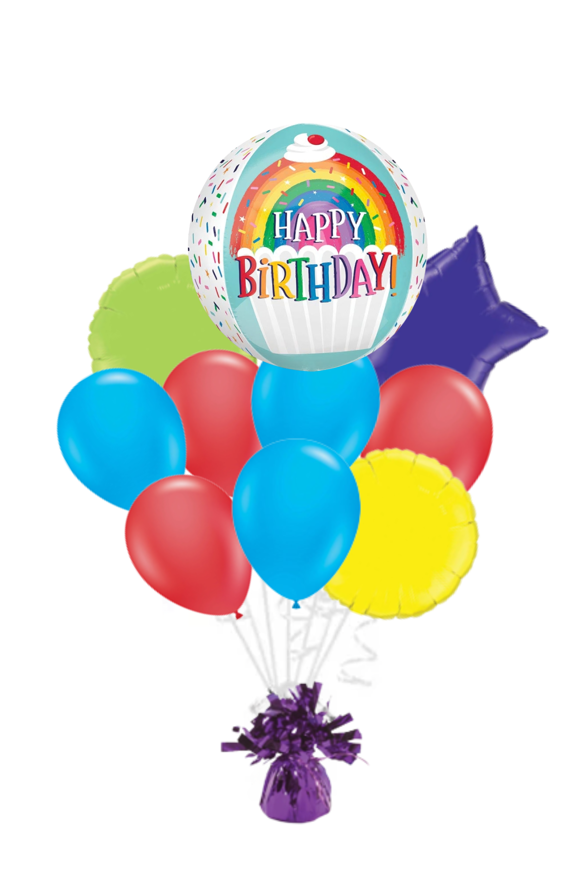 Rainbow Sprinkles Orbz Happy Birthday Balloon Bouquet