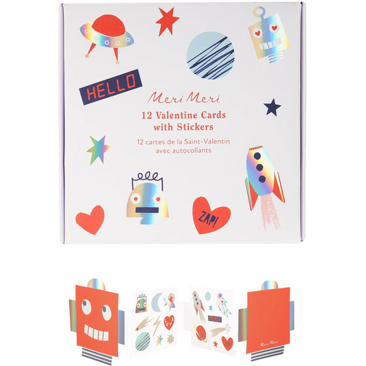 Robot Concertina Valentine Cards + Stickers