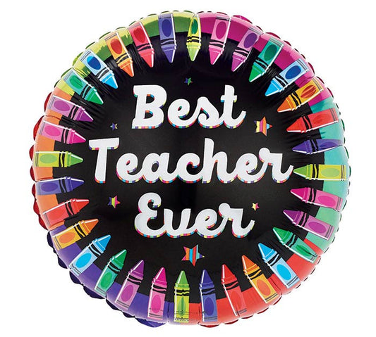 Best Teacher Ever Crayons Balloon