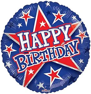 Red & Blue Stars Happy Birthday Foil Balloon