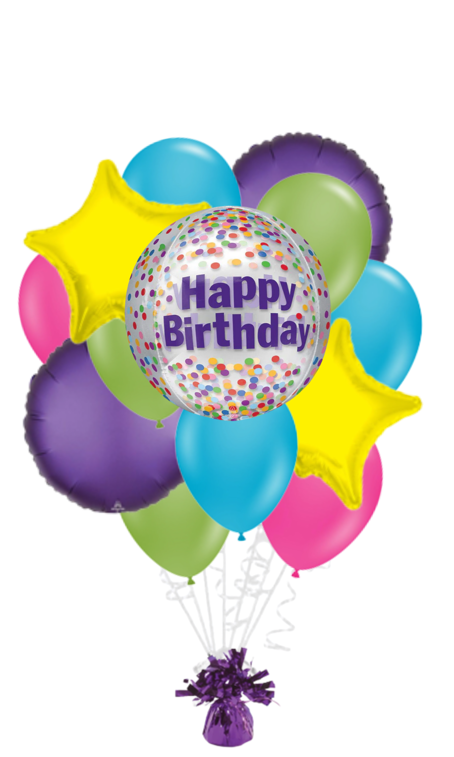 Funfetti Orbz Happy Birthday Balloon Bouquet