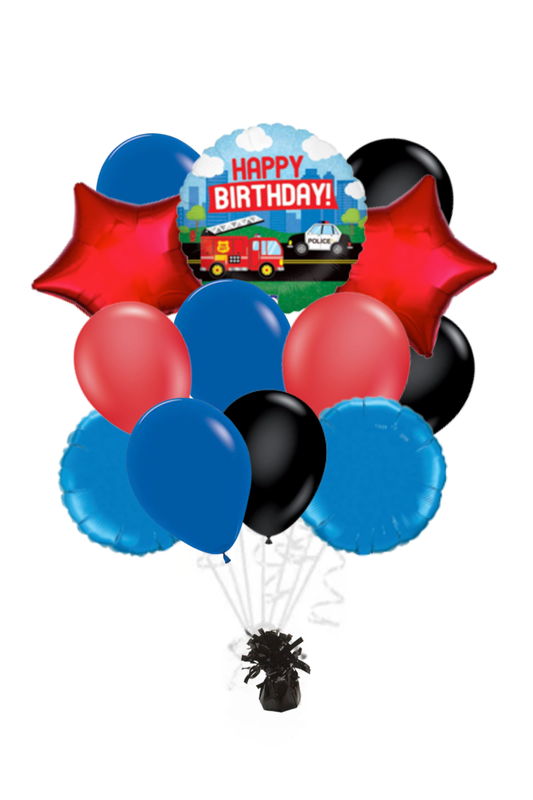 Emergency Vehicle Happy Birthday Balloon Bouquet