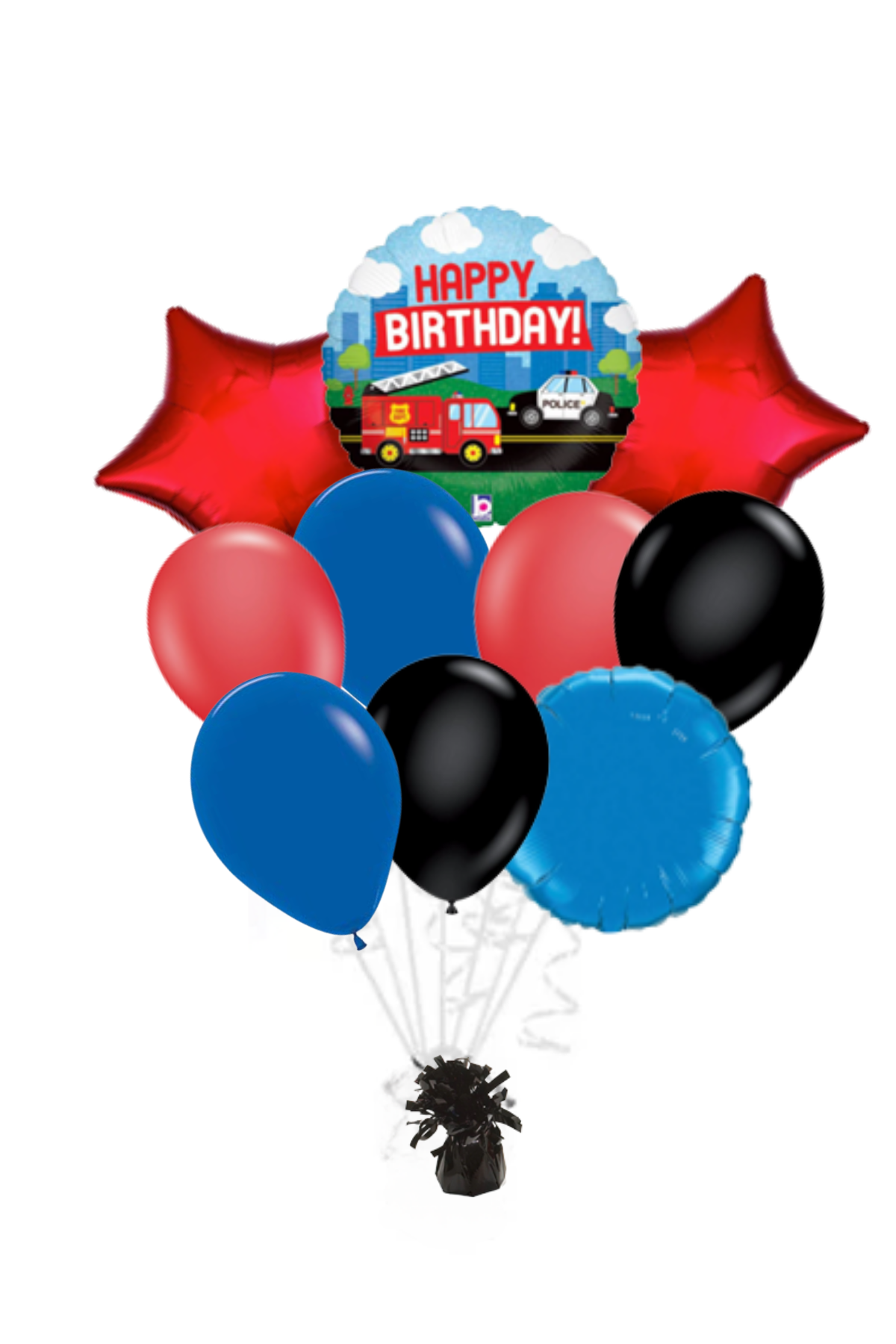 Emergency Vehicle Happy Birthday Balloon Bouquet