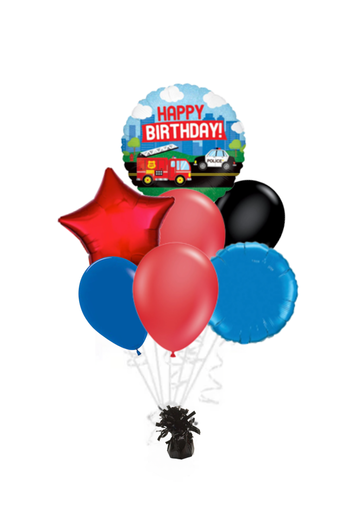 Emergency Vehicle Happy Birthday Balloon Bouquet