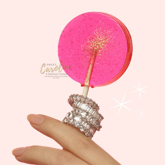 Pink with Gold Dust Lollipop: Watermelon Flavor