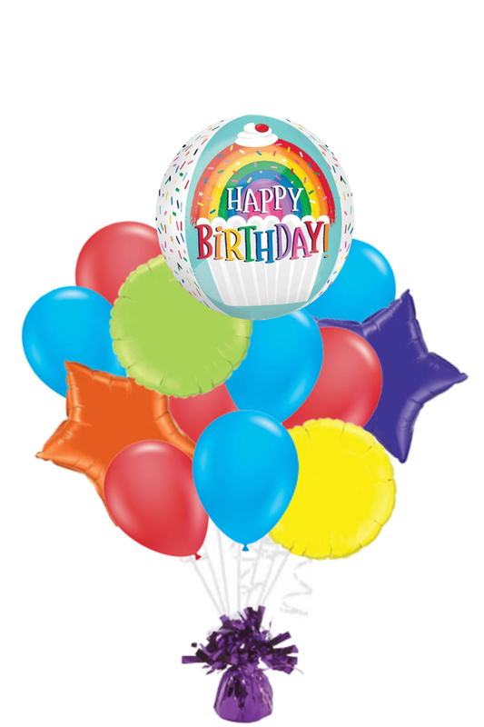 Rainbow Sprinkles Orbz Happy Birthday Balloon Bouquet