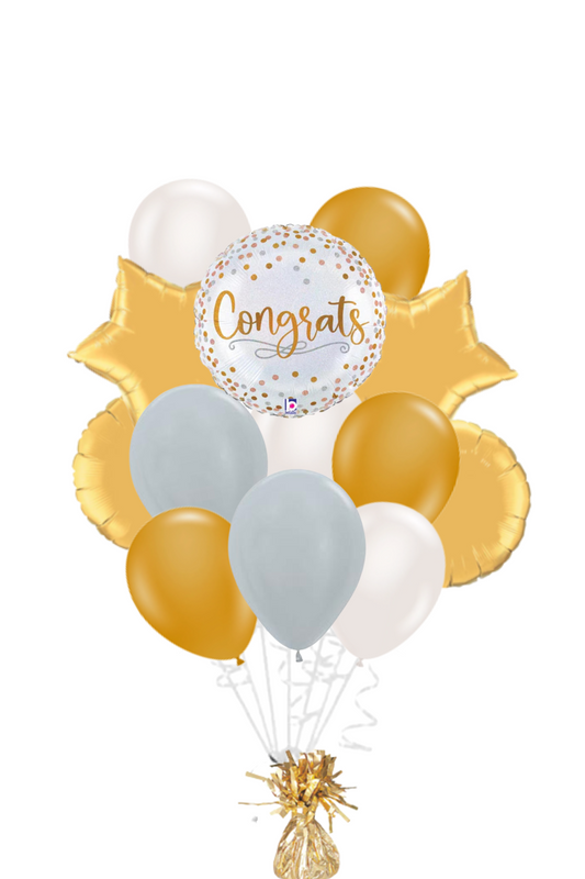 Congrats! Gold Confetti Congratulations Balloon Bouquet