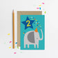 Bright Blue Elephant Toddler 2nd Birthday Card