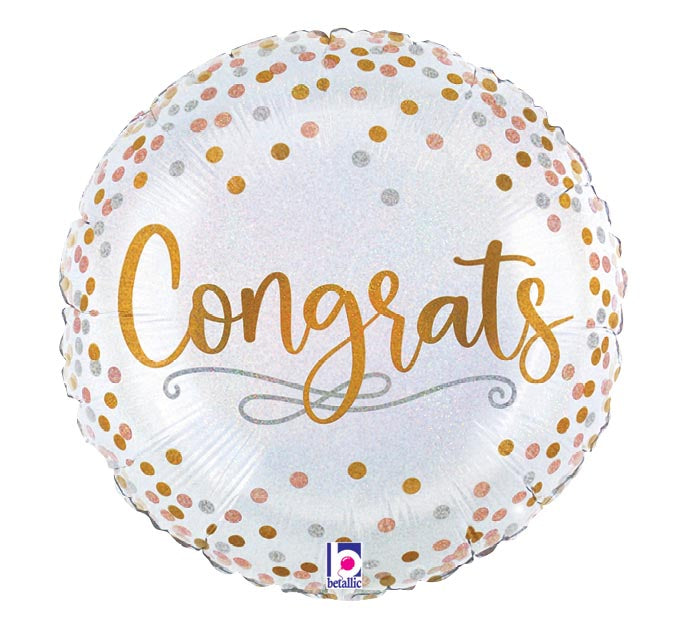 Congrats Gold Confetti Mylar Balloon