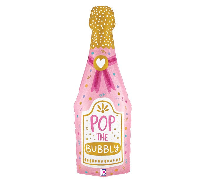 Pop the Bubbly Bottle Glitter Balloon