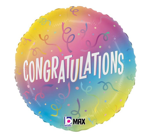 Congratulations Ombre Round Foil Balloon