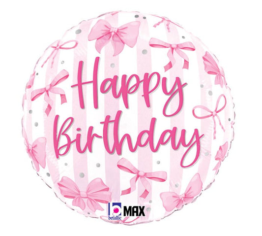 Pretty Pink Bow Happy Birthday Balloon