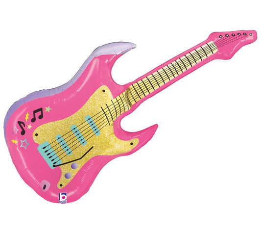 Pink Electric Guitar Foil Balloon