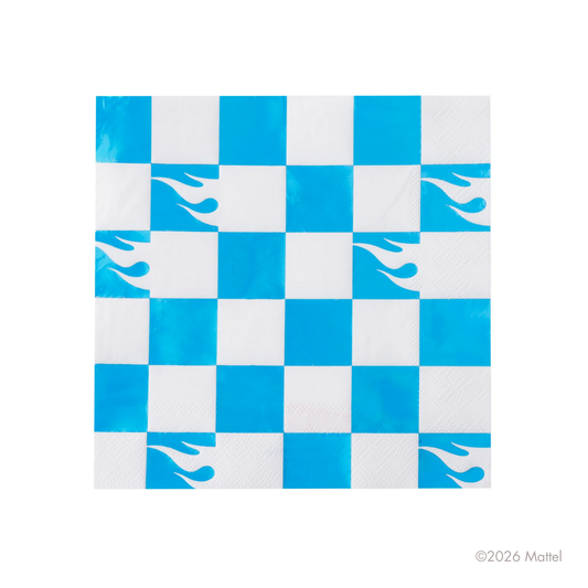 Hot Wheels X Bonjour Fete Blue Foil Checkered Large Napkins