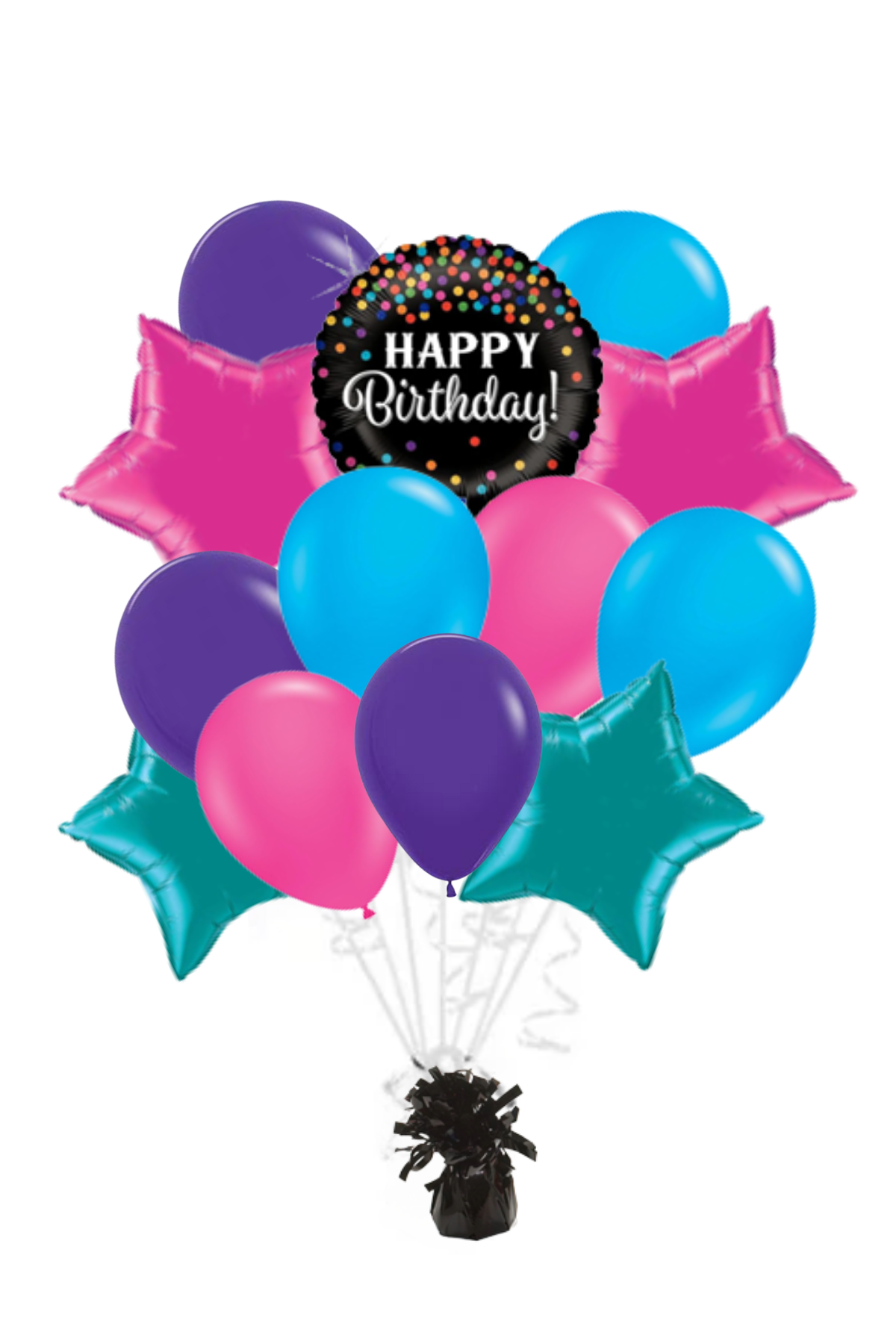 Glitter Holographic Happy Birthday Balloon Bouquet