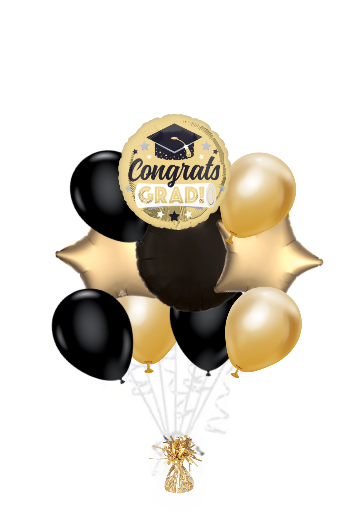 Congrats Grad Shiny Gold Balloon Bouquet