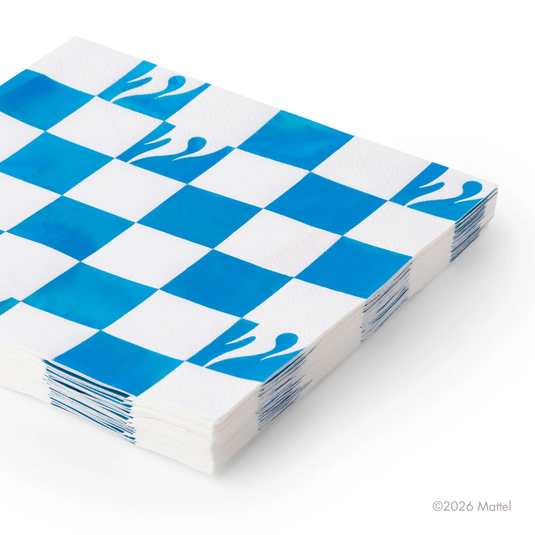 Hot Wheels X Bonjour Fete Blue Foil Checkered Large Napkins