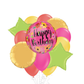 Pink Floral Orbz Happy Birthday Balloon Bouquet