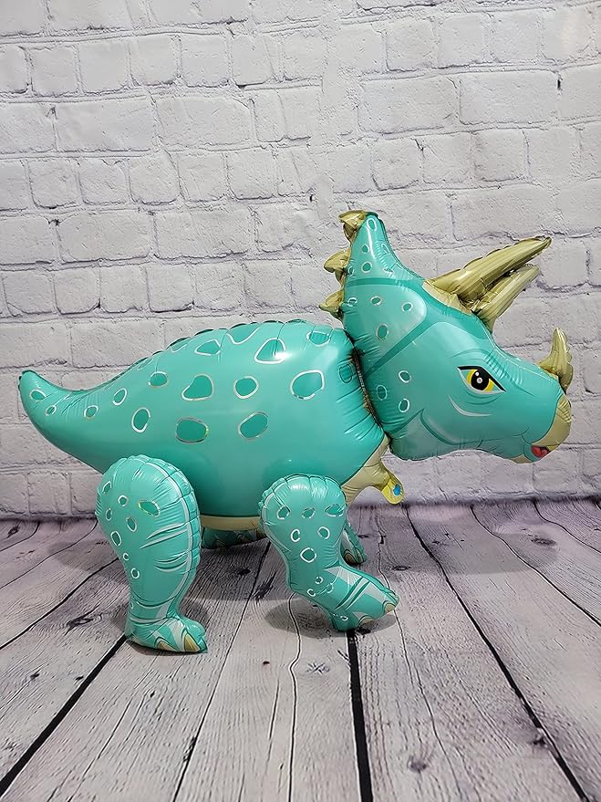 Teal Triceratops Foil Balloon