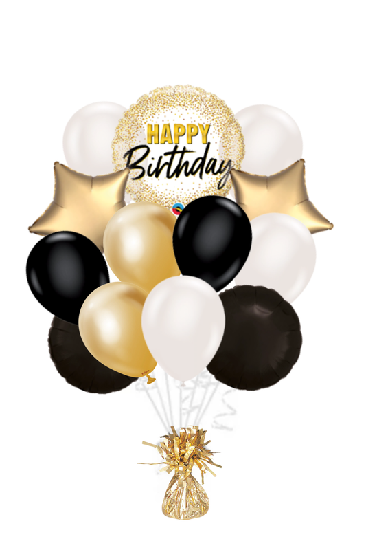 Gold Glitter Happy Birthday Balloon Bouquet