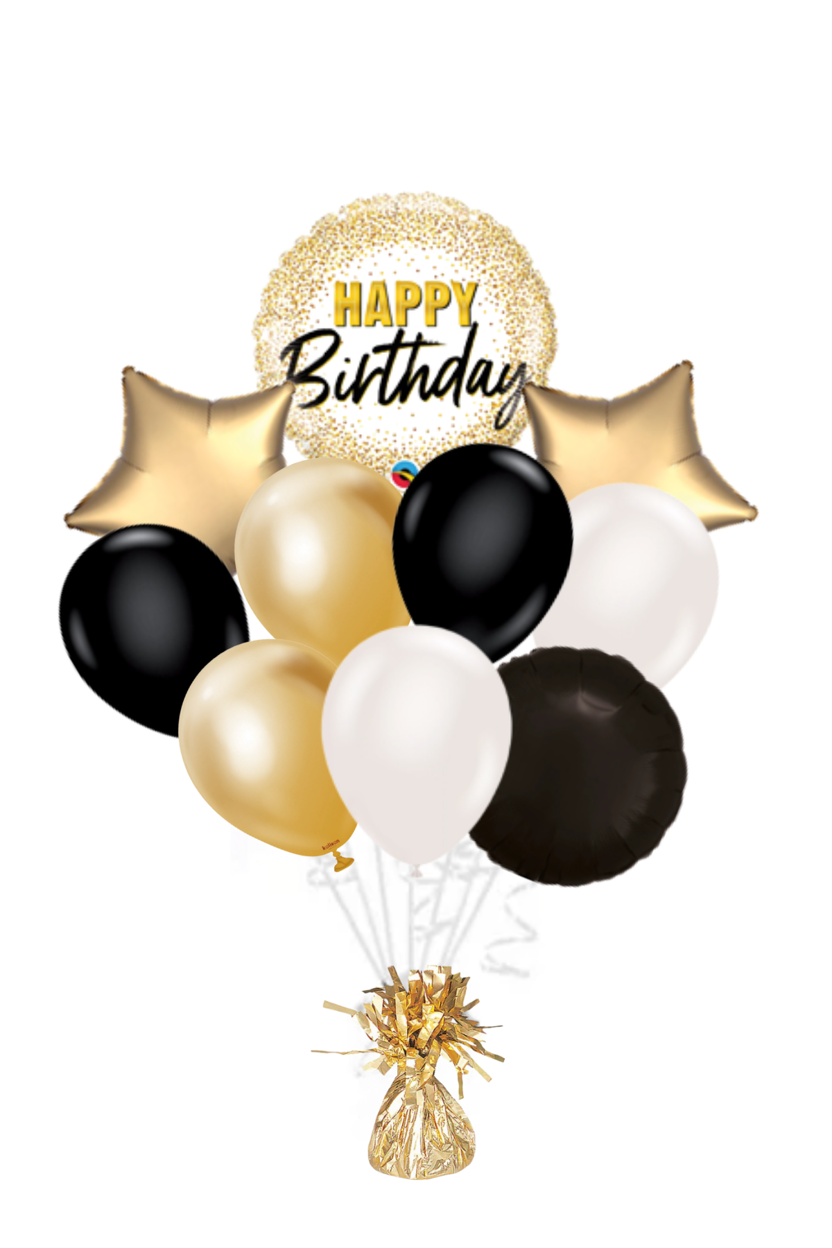 Gold Glitter Happy Birthday Balloon Bouquet