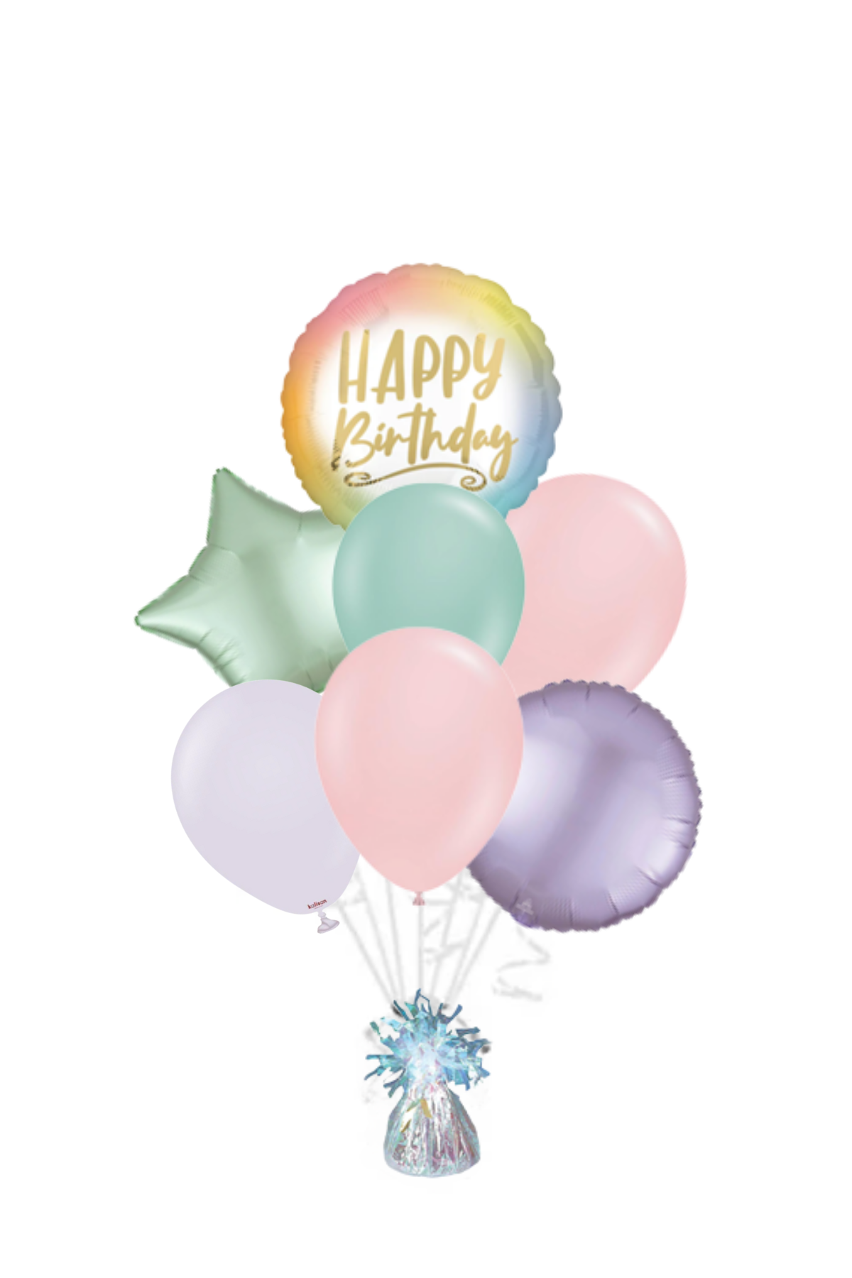 Gold Rainbow Happy Birthday Balloon Bouquet